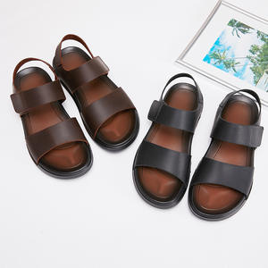 Sandalias de Verano 2026 para Hombre, de Cuero Genuino, con una Sola Correa de Velcro, Transpirables, Frescas, Cómodas, Casuales, Cosidas a Mano - Product Image 1