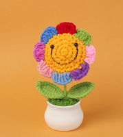 Planta Artificial de Margarita en Maceta, Girasol de Ganchillo, Regalos de San Valentín, Planta de Girasol Simulada en Maceta, Decoración de Habitaciones