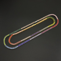 Collier ras du cou arc-en-ciel glacé, collier tennis 4 mm, chaîne tennis en strass pour hommes et femmes, bijoux de fête hip-hop