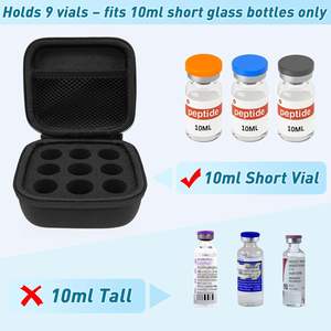 กล่องเก็บของพกพาขนาดเล็ก 9 ช่อง ทำจากวัสดุ EVA น้ำหนักเบา ขนาดมาตรฐาน 10 มล. 9 ช่อง ใส่ขวดเปปไทด์ ขวดอินซูลิน ได้ ใช้สำหรับเดินทาง - Product Image 3