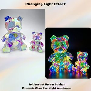 Ours en peluche holographique LED personnalisé contrôlé par USB, cadeaux écologiques, effet cristal 3D, décor artisanal irisé - Product Image 4