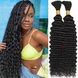 Cheveux humains vierges non traités pour tresses, extensions sans trame, tresses bohèmes, cheveux humains en vrac à ondulations profondes - Product Image 4