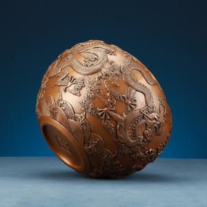 Pot rond en cuivre en forme de dragon, ornement fait à la main pour salon, bureau, décoration de la maison, cadeau - Product Image 3