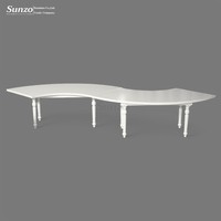 Tables en bois serpentin rustiques de style français pour mariages à la campagne et locations de banquets d'hôtel – Mobilier de jardin incurvé pour repas