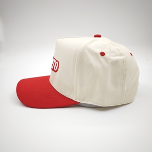 Cappello strutturato personalizzato a tesa curva 3D ricamato bicolore 5 pannelli cotone berretto OTTO cappello - Product Image 5