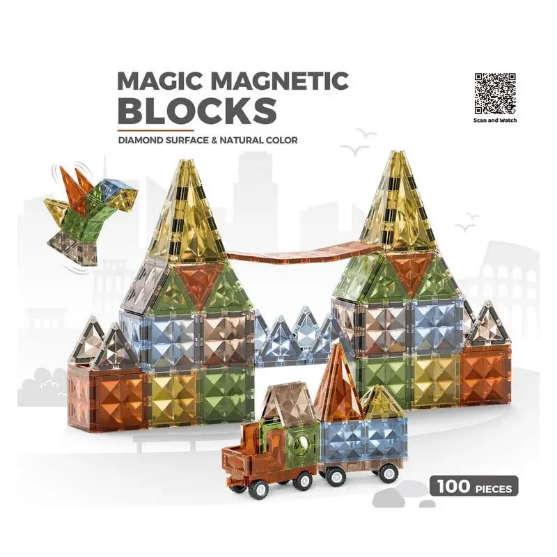 Alta quantidade Magnetic Tiles Educacional Magnético Toy Magnetic Building Blocks Set Toy com CPC