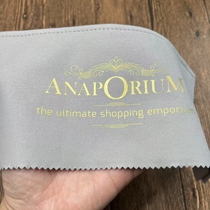 Premium Bleu et Gris Couleur Logo Personnalisé Quatre Couches <span class=keywords><strong>Chamois</strong></span> Microfibre Daim Bijoux Nettoyant Chiffon De Polissage 500 PCS - Product Image 5