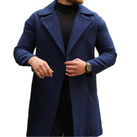 Parkas à boutons respirants en laine mélangée à double boutonnage pour hommes pardessus Long hiver Trench Coat Plaid classique revers affaires décontracté