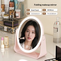 High Quality 5X Magnifying Vanity Makeup Mirror Zinc Alloy Finish 3 Color LED Lights Adjustable Brightness Personalized Rotating