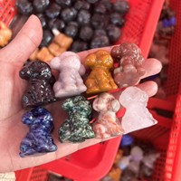 Figurines d'animaux mignonnes en cristal sculpté à la main, cristaux de guérison naturels, figurine de chien en pierre précieuse, figurine de chat en cristal