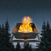 Brasero carré en acier allié Auhilence 42 avec revêtement en poudre, pour brûler du bois, idéal pour le camping, la cour et la terrasse