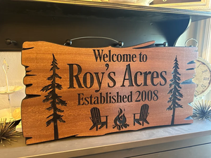 Custom Shop Sign Wood Designer vaso artigianato Custom all'aperto in legno segno di cabina personalizzato intagliato <span class=keywords><strong>alberi</strong></span> del campo nome di famiglia - Product Image 4