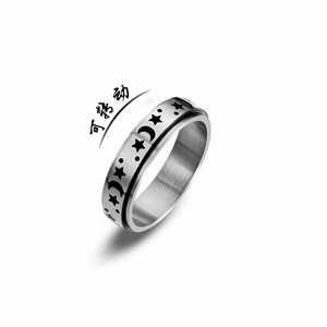Cute Animal <b>Rings</b> Stainless Steel Rotating Star <b>Moon</b> Design Engagement Jewelry Rose Gold Silver - Product Image 3