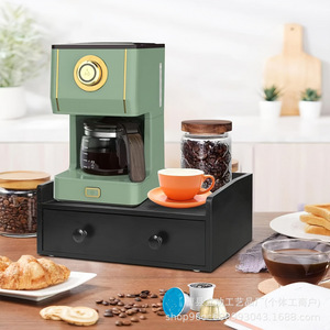 Caja de almacenamiento para cápsulas de café con cajón deslizante para granos de café, bolsitas de té, organizador de escritorio, estilo madera maciza negra - Product Image 2
