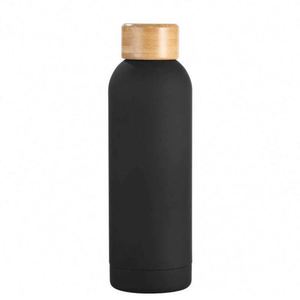 Minimalist Stainless Steel Vacuum Tumbler With Wooden Lid Gray Travel Bottle <b>Double</b> <b>Wall</b> Insulated 24 Hour Thermal Performance - Product Image 4