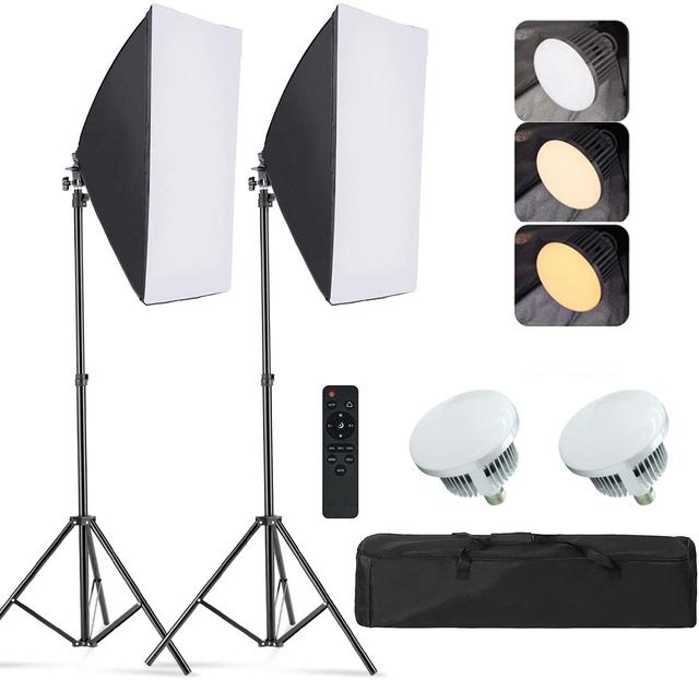 Softbox Lighting Kit Photography Photo Studio Equipment 5700K Energy Saving Light Bulb for Portraits Fashion Advertising Photo