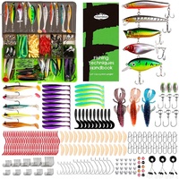 Kit de leurres de pêche en plastique pour le bar - Nouveauté 2026 - Comprend une boîte à pêche, des leurres, des swimbaits, des minnows, des leurres souples, des hameçons et des poids
