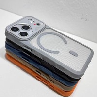 Étui de téléphone magnétique en maille respirante avec grande fenêtre pour appareil photo, 5 couleurs, anneau magnétique PC TPU pour iPhone 18 Pro Max