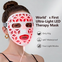 Masque facial LED creux, ultra-léger (93g), lavable, à lumière rouge pour le soin de la peau du visage, brevet d'invention américain approuvé
