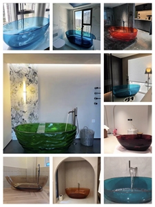 Baignoires autoportantes en résine bleu océan de grande taille 1,8 m, design moderne, avec ondulations claires, style japonais - Product Image 3