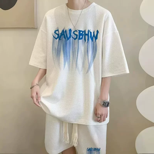 <span class=keywords><strong>M</strong></span>-5XL setelan olahraga pria, baju pakaian musim panas tampan, kaus lengan pendek, celana pendek musim panas - Product Image 4