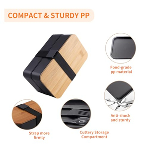 Boîte à lunch de haute qualité avec couvercle en bois de bambou écologique, réutilisable et étanche - Product Image 4