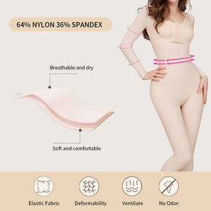S-SHAPER infuso di caffeina manica lunga senza soluzione di continuità Shapewear corsetto per grandi donne traspirante leggero controllo body per adulti - Product Image 4