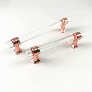 BJ1157 Furniture Hardware Cabinet <b>Drawer</b> Vanity Glass+Zinc Base Rose <b>Gold</b> Chrome Handle Contemporary Design Durable Eco-Friendly - Product Image 2