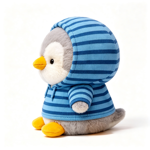 Peluche di <span class=keywords><strong>Pinguino</strong></span> Casual a Righe con Cappuccio, Morbido <span class=keywords><strong>Pinguino</strong></span> Imbottito con Felpa <span class=keywords><strong>Blu</strong></span> a Righe, Giocattolo di Peluche Decorativo - Product Image 4