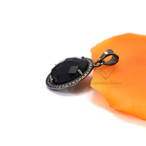 จี้พลอยโอนิกซ์สีดำทรงกลมสีเงิน925เครื่องประดับรูปทรงน่ารักสำหรับซัพพลายเออร์ขายส่ง - Product Image 2