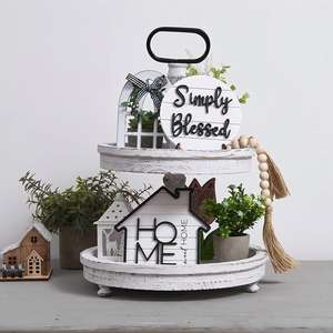 Ensemble de décorations de plateau superposé de style ferme pastorale transfrontalier <span class=keywords><strong>2022</strong></span>, artisanat de bureau à domicile, ornements de logo, lettres gravées en PVC - Product Image 6