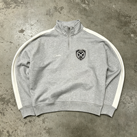 Sweat-shirt demi-zip délavé à l'acide style vintage avec badge Crestline – Fourniture en gros B2B, design de vêtements de sport personnalisable