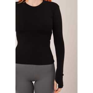 Blusa Negra Básica de Manga Larga para Mujer, Talla Única XL, Estilo Vintage, Gasa de Algodón para Oficina, Casual, Primavera, Verano, Otoño - Product Image 4