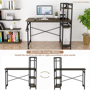Kệ máy tính 4 tầng cho văn phòng tại nhà Nghiên cứu viết 47inch với giá sách và 2 móc bàn gỗ đa năng - Product Image 4
