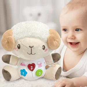 Samtoy Educacional Bebê Recém-nascido Soft Soothe Doll Lovely Sheep Stuffed Animals Brinquedos de pelúcia com som e luz