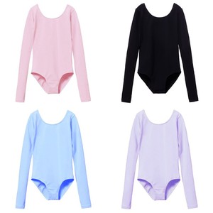 Justaucorps de ballet à manches longues pour filles, en tissu extensible doux, col rond, tenue d'entraînement de gymnastique - Product Image 1