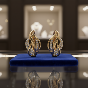 ราชินีแห่งหัวใจ E2279 ต่างหูเพชรทองคำทรงกลมเจียระไนแบบบริลเลียนท์ สำหรับผู้หญิง สวมใส่ได้ทุกวันอย่างหรูหรา - Product Image 2