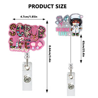 Porte-badge d'infirmière rétractable en acrylique scintillant A-028, vente chaude, avec rotation à 360° °   Clip de ceinture rotatif en forme d'alligator, cadeau de vacances