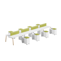 Bureau de travail modulaire collaboratif avec écran, table, armoire à dossiers et mobilier de bureau pour personnel