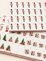 Tuiles de Mahjong de Noël roses sur le thème de Noël, 160 pièces en acrylique, tuiles de Mahjong américaines pour fête de Noël