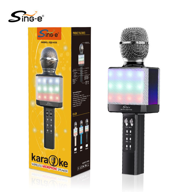 SING-E ZQS-K55 All-in-One Karaoke Machine Speaker with RGB Lights Portable for Garden/Party Use Support USB/TF Card & BT