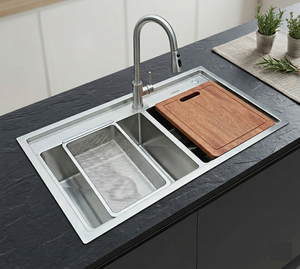 Évier de cuisine double en acier inoxydable 304, design moderne, installation sous plan ou en saillie, anti-condensation, réduction du bruit - Product Image 1