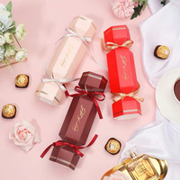Boîte de papier de Noël en carton coloré en gros Boîte de bonbons de mariage avec ruban