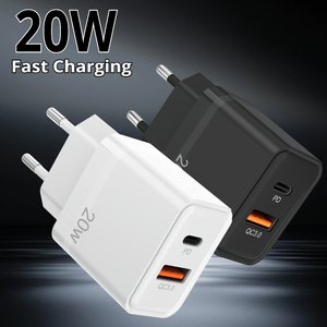 Caricabatterie Rapido da Muro 20W Dual Port PD QC3.0 con Spina EU/UK Tipo C per <span class=keywords><strong>iPhone</strong></span> <span class=keywords><strong>14</strong></span> 15 16 e Smartphone Android - Vendita all'Ingrosso - Product Image 1