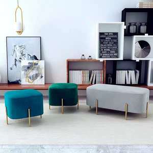 Taburete <span class=keywords><strong>cuadrado</strong></span> con patas doradas para sala de estar, mueble otomano de terciopelo <span class=keywords><strong>rosa</strong></span>, ahorro de espacio, venta al por mayor - Product Image 5