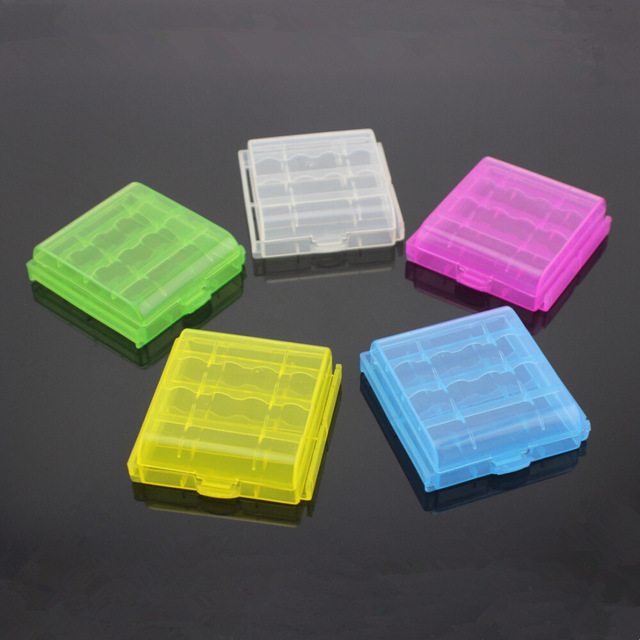 4Pcs AA AAA Battery Case, Hard Plastic Battery Storage Holder with Snap Closure, Multi-color Options