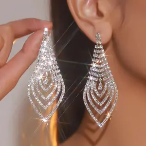 Wholesale Europe and America Fashionable full rhinestone Exaggeration diamond earrings for women