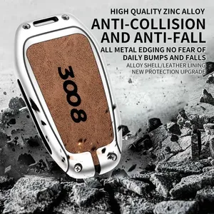 Étui de clé de voiture en alliage de zinc adapté aux modèles Peugeot 2008, 3008, 4008, 5008 – Porte-clés de voiture haut de gamme en métal – Accessoires intérieurs - Product Image 5