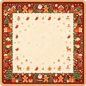 Tapete de Mahjong Navideño Rojo con Copos de Nieve Dorados, Lazos y Diseños de Regalos para Noches de Juego Familiares Festivas y Fiestas - Product Image 6