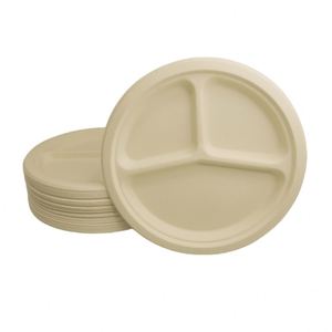 Assiettes en pulpe de bambou jetables, naturelles, saines et compostables, très populaires pour les réceptions à domicile et les dîners de fête - Product Image 4